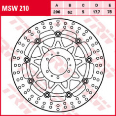 Disc frână flotant față, 296/62x5mm 6x78mm, diametru gaură de centrare 6,5mm, spacing 17,7 (contains holes for fitting ABS sensor) compatibil: HONDA C