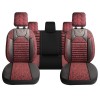 Set Huse Scaune Auto Panda Kas, material textil cu piele ecologica, cu fermoare pentru bancheta rabatabila, visiniu cu negru, 11 piese Automobile ProT