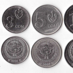 KYRGYZSTAN █ SET DE MONEDE █ 1 + 3 + 5 + 10 Som █ 2008-2009 █ UNC