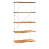 Cumpara ieftin Unitate cu rafturi pe 5 niveluri, alb si stejar, 80x40x163 cm