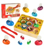 Jucarie dexteritate si asociere din lemn Montessori, Stupul cu albine si faguri, Oem
