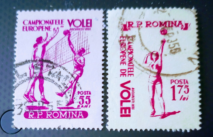 Romania 1955 Lp 387 Campionatele europene de volei .stampilate