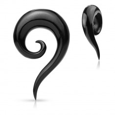 Expander pentru ureche din material organic &ndash; spirală curbă netedă neagră - Lățime: 6,5 mm