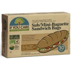 Pungi de hartie nealbita pentru mini baghete si sandwich, fara clor, 30 buc, If You Care foto