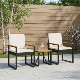 vidaXL Set de Mobilier pentru Exterior 3 pcs Negru și Alb crem 42025331