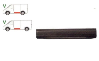 Piese de reparatie pentru panoul lateral VW TRANSPORTER (T4)/CARAVELLE/MULTIVAN, 07.1990-03.2003, partea stanga, inferior; metal; latimea segmentului foto
