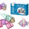 Set de constructie magnetic, 72 piese, Magnetic Tiles, pastel de forme geometrice diferite, 2D, 3D