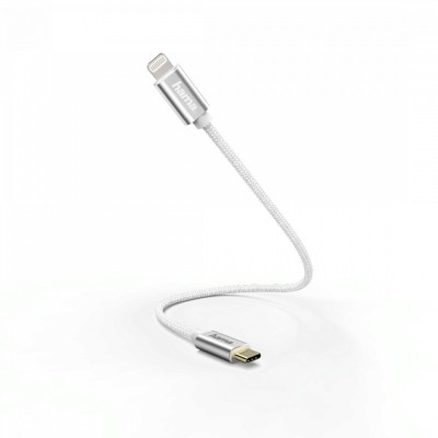 Cablu de incarcare/date, USB-C - Lightning, 0,2 m, alb, Hama foto