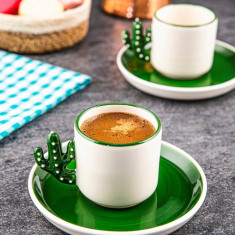 Set cesti de cafea, Doreline, 612DRL1110, Ceramica, Verde