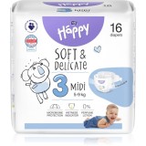 Bella Baby Happy Soft&amp;Delicate Size 3 Midi scutece de unică folosință 5-9 kg 16 buc