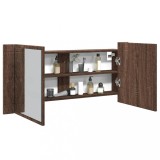 vidaXL Dulap de baie cu oglindă și LED, stejar maro, 100x12x45 cm