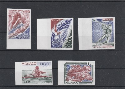 Monaco 1976-Sport,Jocurile Olimpice Montreal,serie 5 valori nedantelate foto