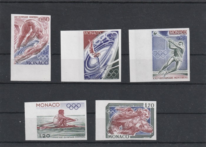 Monaco 1976-Sport,Jocurile Olimpice Montreal,serie 5 valori nedantelate