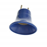 Dulie cu stecher, pentru bec, fasung E27, din plastic, cu conectare la priza retea electrica, albastru