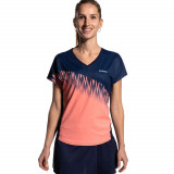 Tricou Respirant Padel PTS500 Bleumarin-Corai Damă