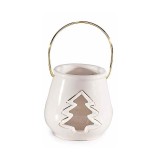 Candela Craciun Bradut portelan alb auriu 8x13.5 cm