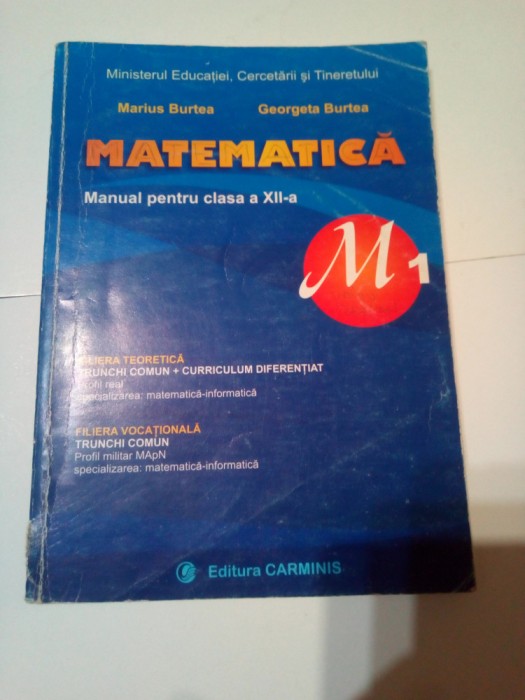 MATEMATICA cl.a XII-a profil M1 - FILIERA TEORETICA. FILIERA VOCATIONALA