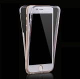 Husa fata - spate silicon 360&deg; acryl iPhone 11 + Cablu de date cadou, Transparent