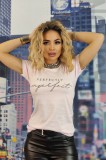 U832-5112 Tricou casual cu imprimeu text &quot;perfectly imperfect&quot;