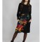 ROCHIE MIDI CU BUZUNARE SI MANECA LUNGA INSERTIE PRINT DRAGONFLY VALLO TALIE UNICA Multicolora