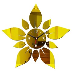 Ceas decorativ de perete, Petale, Oglinda acrilica, 15 cm, IA-45