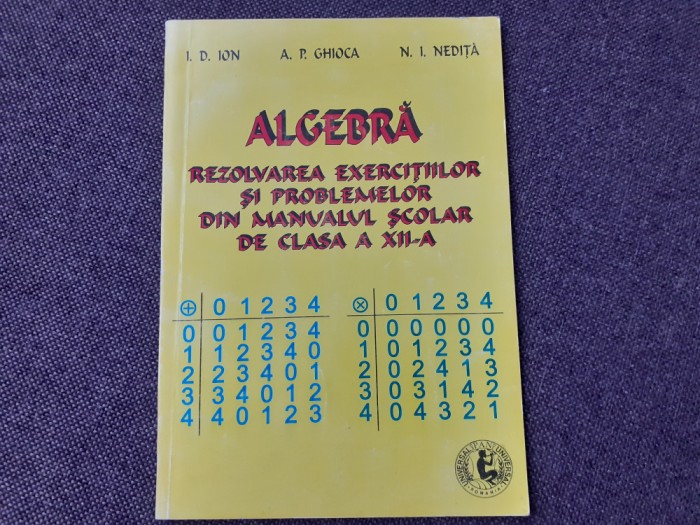 ALGEBRA- REZOLVAREA EXERCITIILOR SI PROBLEMELOR DIN MANUALUL DE CLASA A XII A ION D ION