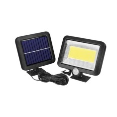 Lampa cu panou solar separat FOXMAG24, cu telecomanda, 100 LED-uri, senzor de miscare, negru