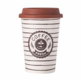 Cumpara ieftin Cana ceramica de voiaj Pufo Trip pentru cafea cu capac din silicon, 415 ml