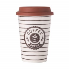 Cana ceramica de voiaj Pufo Trip pentru cafea cu capac din silicon, 415 ml foto