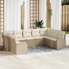 VidaXL Set de canapele pentru grădină 9 pcs Bej și alb Rattan poli 3354870