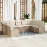VidaXL Set de canapele pentru grădină 9 pcs Bej, alb Rattan poli
