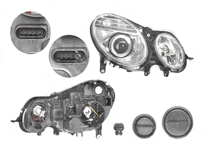 Far Mercedes Clasa E (W211) Sedan/Combi, 06.2006-12.2009, fata, Dreapta, H7+H7+PY21W+W5W; electric; cu motor, DEPO