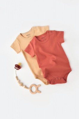 Set 2 body-uri bebe unisex -100% bumbac organic - Mustar/ Scortisoara, BabyCosy (Marime: 12-18 Luni) foto