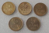 G5. Romania RPR set / lot 5 bani 1952 1953 1954 1955 1956 unele cu luciu **