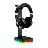 Suport casti gaming Adsera&reg;, Multifunctional, Iluminare RGB, 2xUSB, Negru, Altul, USB, Oem