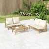 VidaXL Set mobilier de grădină, cu perne alb crem, 3 piese, bambus 3156483