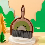 Set Mini Matura si Faras, Flippy, LITTLE CLEANER, Uz Casnic, pentru Birou, Bucatarie, Casa, Model Kiwi, 23 x 18 cm Maro-Verde