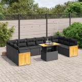 Gossi set canapele de gradina cu perne, 11 piese, negru, poliratan