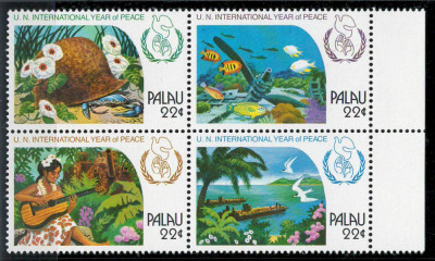 Palau 1986 Mi 154/57 block MNH - Anul International al Pacii (I) foto
