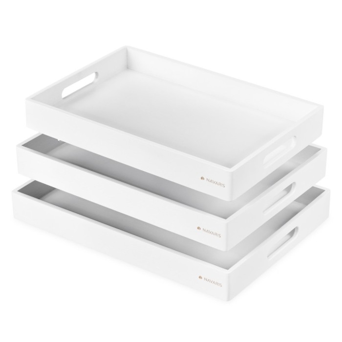 Set 3 tavi servire Navaris, din bambus, cu manere, pliabile, 53446.03.02