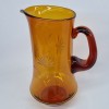 Carafa sticla gravata chihlimbar (Amber glass) veche, vintage
