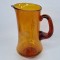 Carafa sticla gravata chihlimbar (Amber glass) veche, vintage