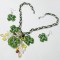 Set verde bijuterii noroc Trifoi cu 4 foi, colier, cercei, set unicat
