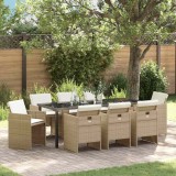 vidaXL Set de masă pentru grădină 9 pcs Bej poliratan 3380608