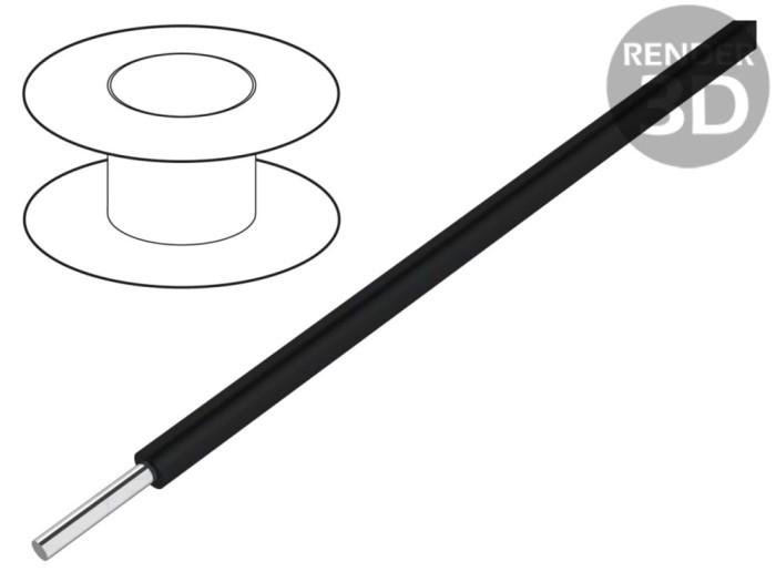 Cablu HookUp Wire PTFE negru 26AWG