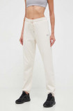 Dkny pantaloni de trening culoarea bej, neted