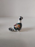 Figurina ceramica portelan miniatura Mexico Folk Art, Tonala Talavera, pasare / pasarica / cuc, decorat manual cu motiv floral, vintage, anii 70,