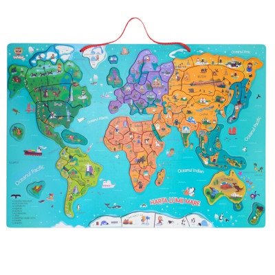 Harta lumii mare - puzzle magnetic (lb.romana) PlayLearn Toys foto
