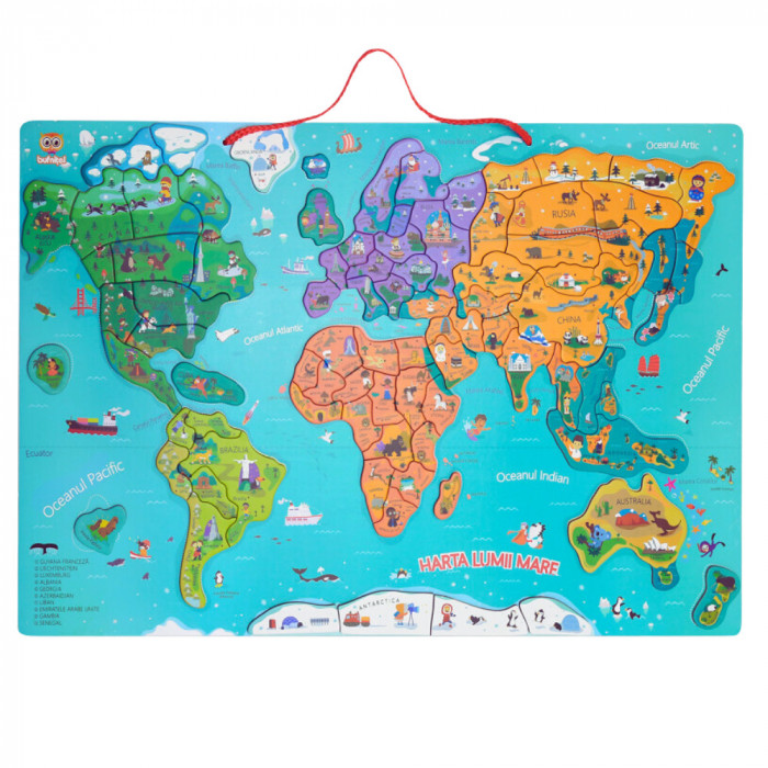 Harta lumii mare - puzzle magnetic (lb.romana) PlayLearn Toys