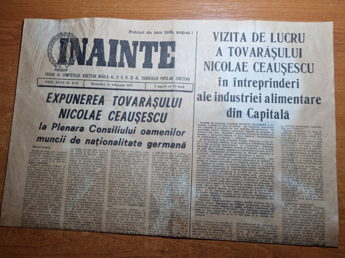 ziarul inainte 21 februarie 1971-expunerea lui ceausescu